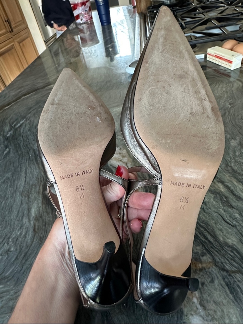 Michael Kors Metallic Pointed-Toe Mary Jane Heels - Bronze size 8.5 - Picture 3 of 5